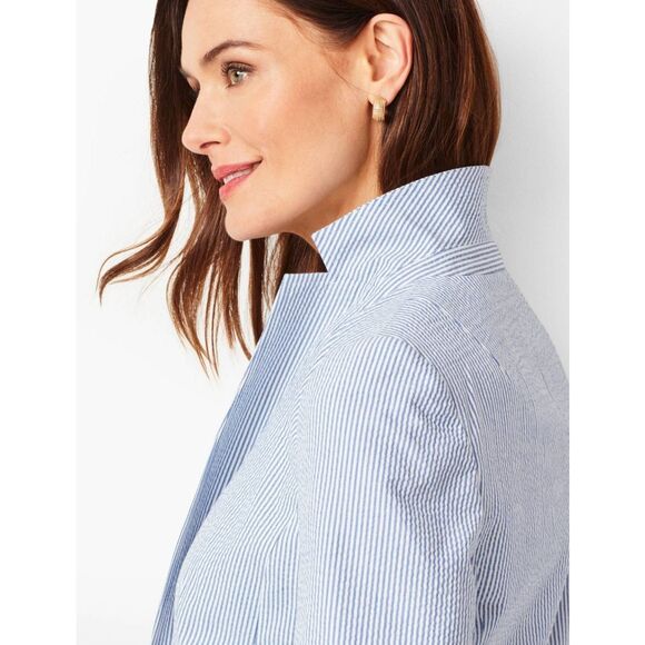 Talbots Lightweight Seersucker One-Button Blazer Size 8 - Picture 4 of 8